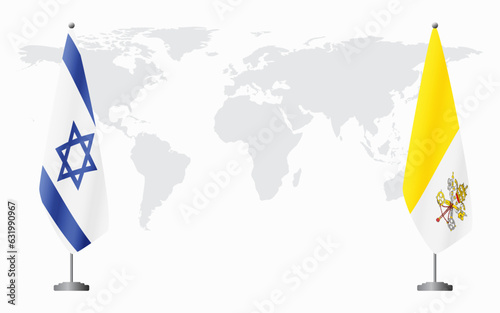 Israel and Vatican flags for official meeting