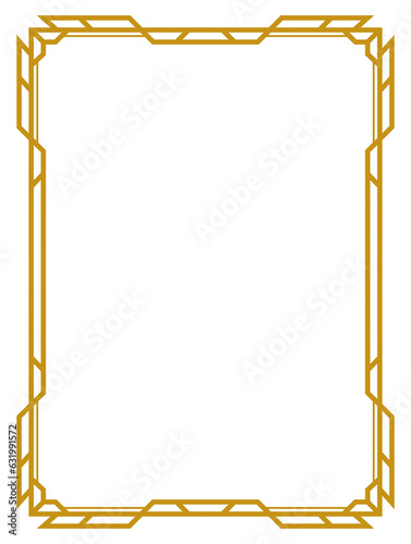  Art Deco gold frame vintage frame line geometric wedding label card frame png transparent background