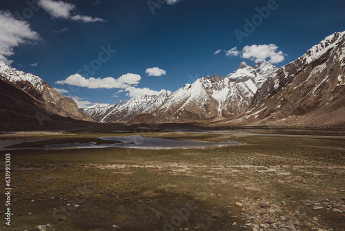 The beautiful mountain view on the way to Rangdum, Kashmir state, India. photo