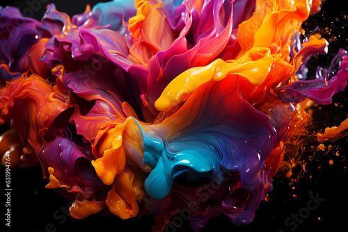 Poured Abstraction: Dynamic Paint Splatters in Realistic Color Schemes photo