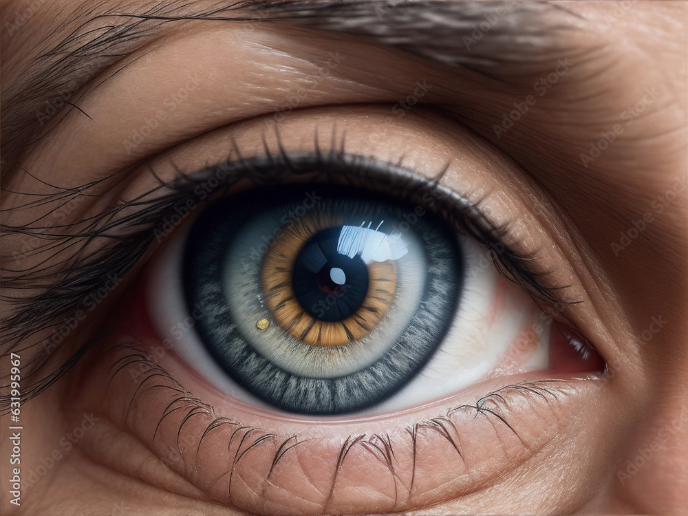 Fototapeta premium Realistic photo of beautiful close up eye of a elder man by Generative AI