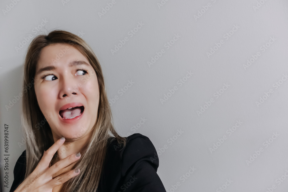 Asian office women with surprise and shock face. Asian office women with surprise and shock face.