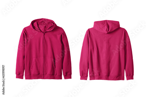 Unisex Fuchsia Zip Hoodie Front and Back © twentysixdepressed