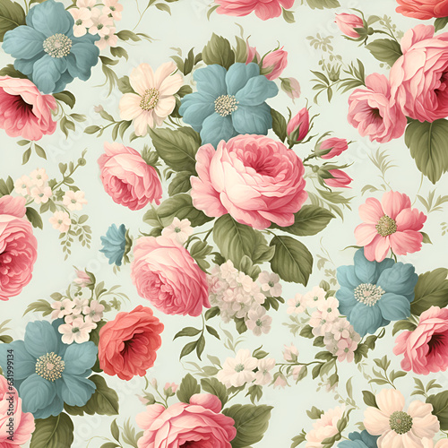 seamless background with roses,leaf,decoration,pink,vector,pattern,Ai generated