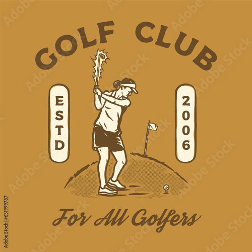 Set Collection Vintage Retro Golf Illustration t-shirt, logo badge vector Illustration