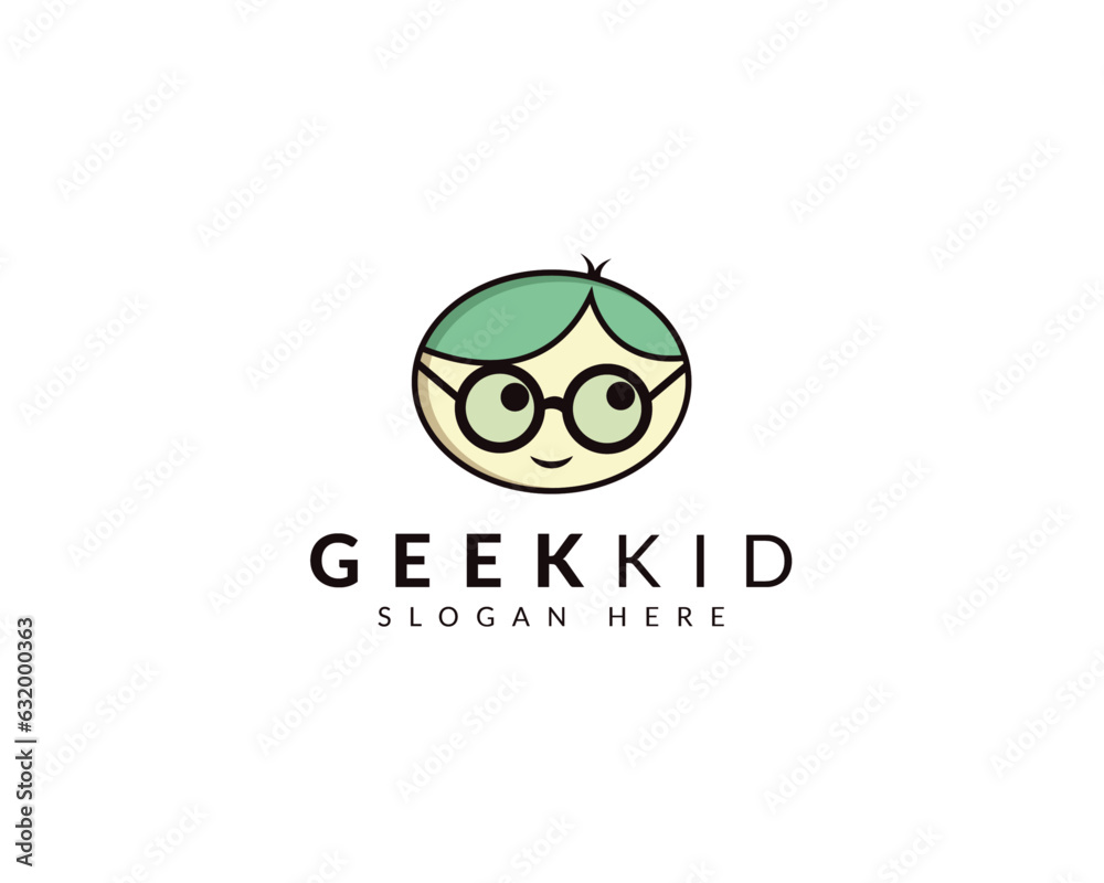 Geek Kid face logo Geek Kid face logo