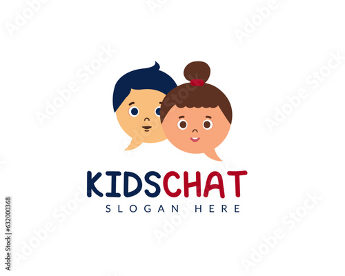 Kids face Chat icon logo 