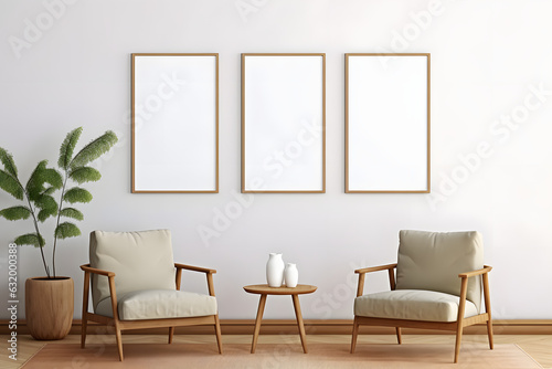 Soft and Neutral Interior Setting Frame Mockup, generative ai © Emil