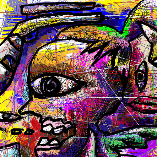 Colorful illustration painting with textured brush strokes  bold  powerful  emotional  in an abstract expressionist style