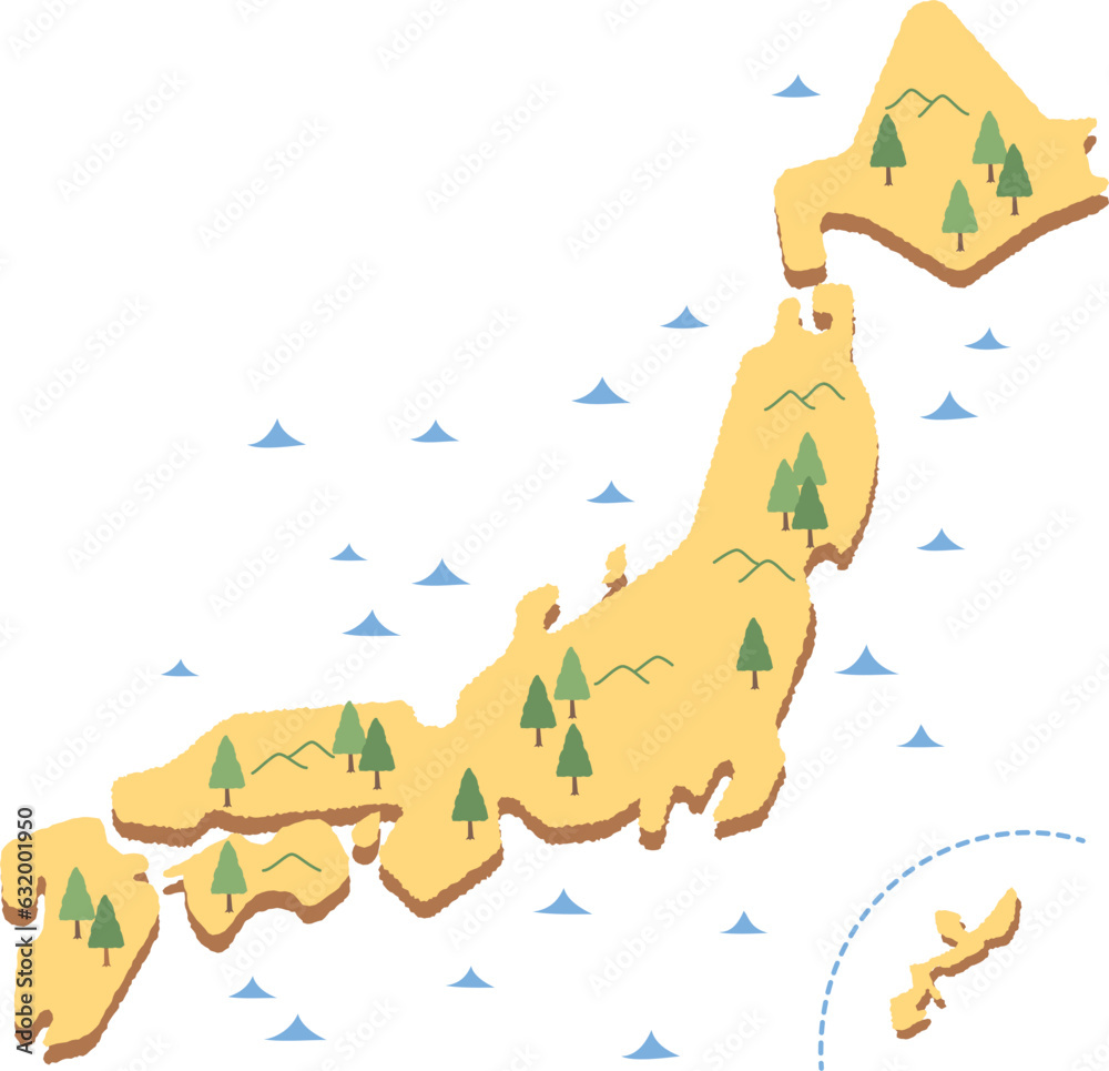 Fototapeta premium シンプルにデフォルメされた日本列島のイラスト