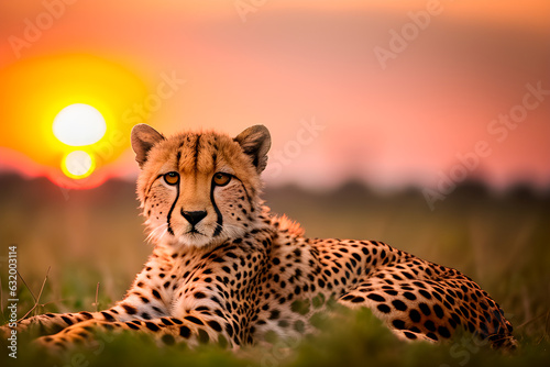 cheetah in the savannah photo