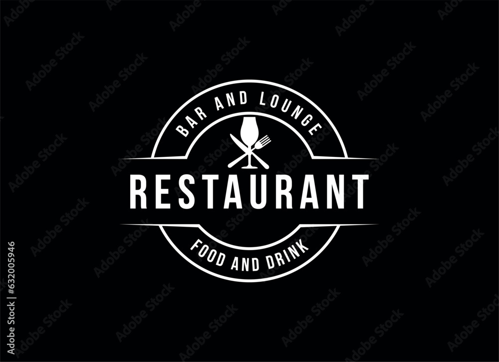 Vintage restaurant label logo design. Retro Vintage Insignia, Logotype, Label or Badge Vector design element, business sign template.