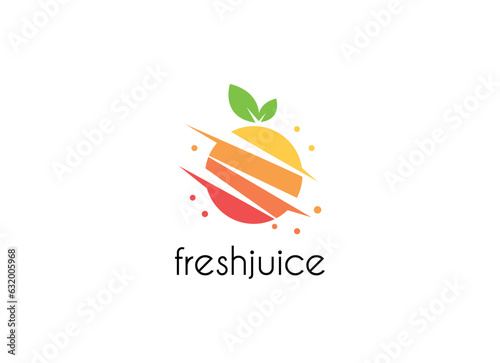Juice fresh fruit banner. Orange  lemon healthy juice design template.