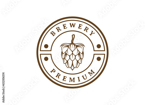 Beer hop logo or badge design element vector illustration