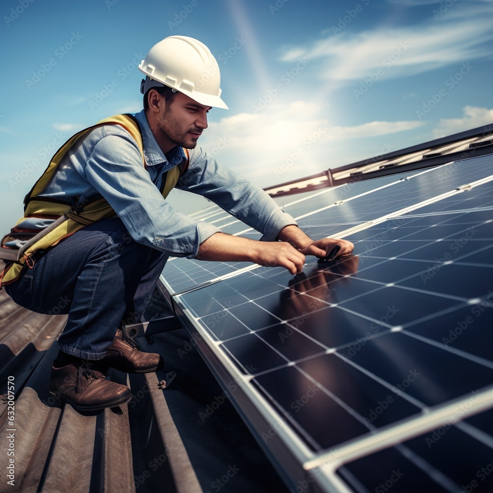 Workers in Construction of Green Solar Energy Workers in Construction of Green Solar Energy