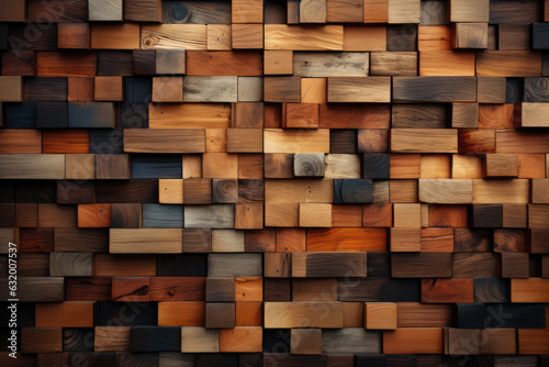 Wallpaper Mural Wooden panel made of various types of wood. 3d illustration Torontodigital.ca