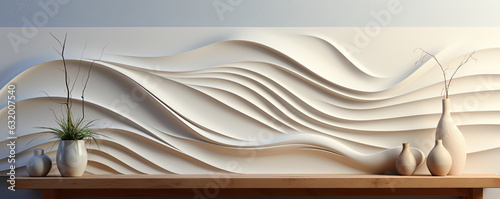 Wallpaper Mural Abstract 3d white geometric background wallpaper, panels. White waves from stucco Torontodigital.ca
