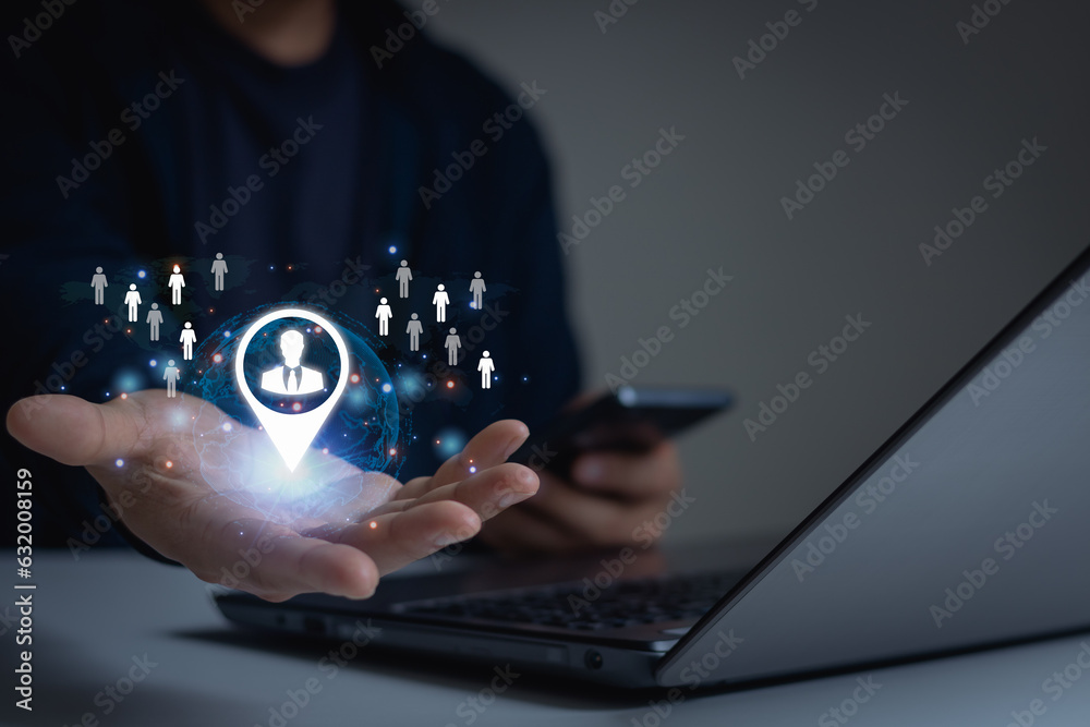 Target customer, Business people showing the target customer on hand