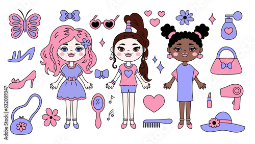Cute 90s girls beauty fashion accessories set