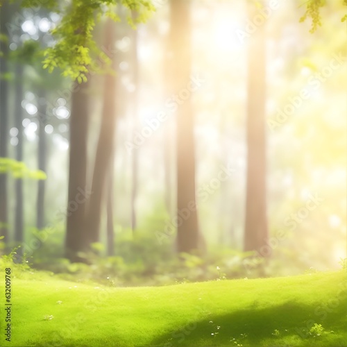 Natural blurred hill evergreen forest background