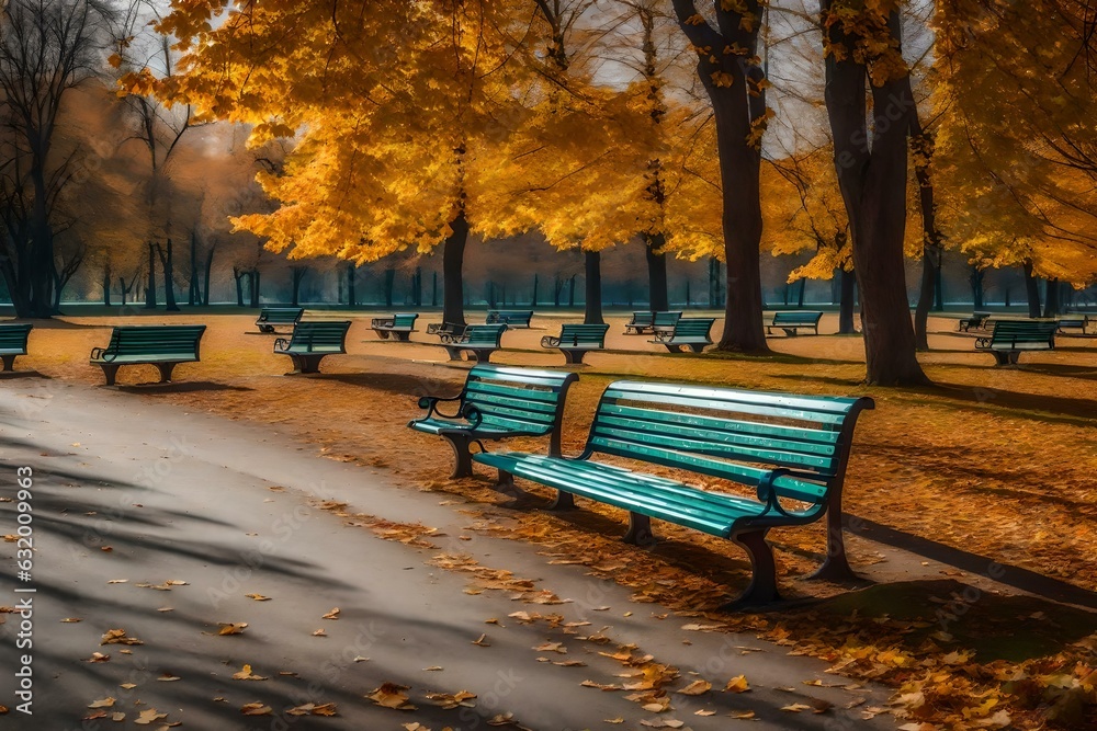 bench in autumn park 
Created using generative AI tools