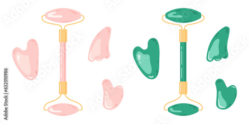 Set of guasha and Jade scraping roller