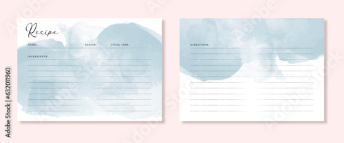 recipe card with abstract blue background