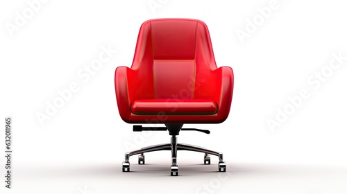 3d modern red office chair isolated on white background