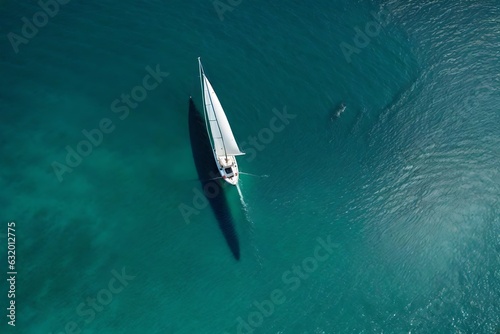 Arial view of ship in the sea generated by AI tool © Muhammad