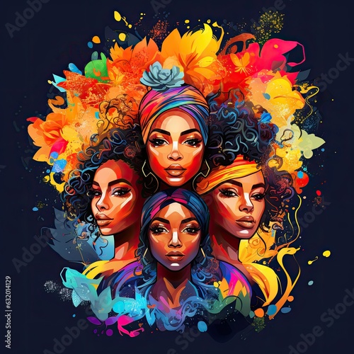 Black girls Clip Art or T-Shirt Design illustration