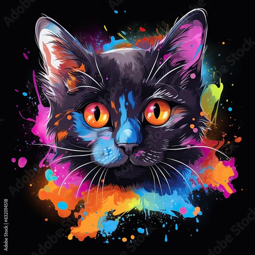Stylish Cat Clip Art or T-Shirt Design illustration