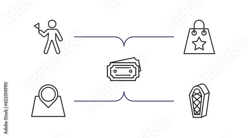 museum outline icons set. thin line icons such as excursion, souvenir, museum ticket, tour, sarcophagus vector.