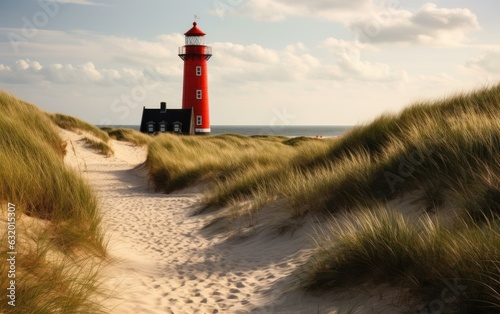 Red lighthouse near the North Sea coast, Sylt photo