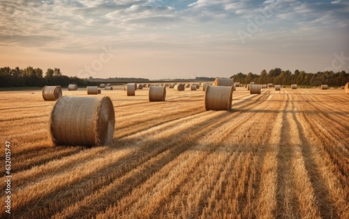 Feld with bales of straw