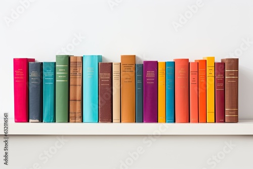 Row of colorful books, solated on white background