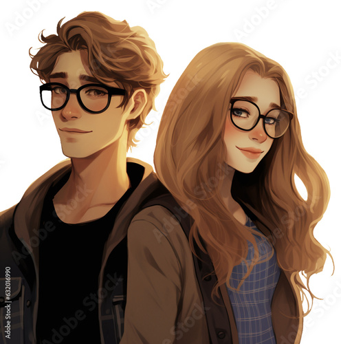 Couple of students .Transparent Background. Generative AI