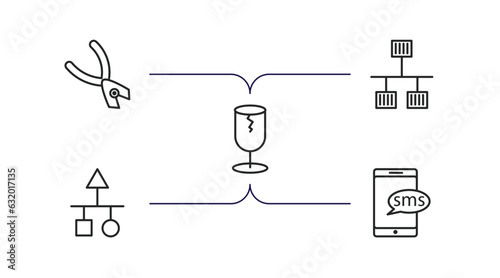electrian connections outline icons set. thin line icons such as pliers, lan, broken, scheme, from electrian connections collection. thin vector.
