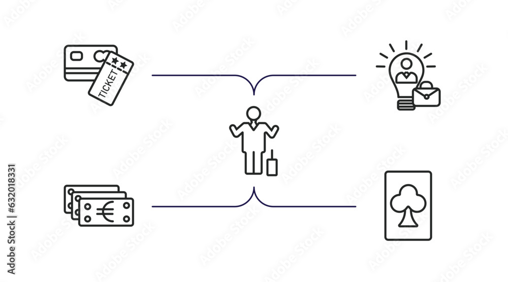 business outline icons set. thin line icons such as credit card and ticket, success man, man succesing, euro bills, club card vector. business outline icons set. thin line icons such as credit card and ticket, success man, man succesing, euro bills, club card vector.