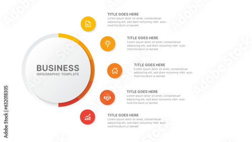 Circle Infographic Design Template with Five Options