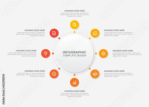 Circle Infographic Design Template with Eight Options