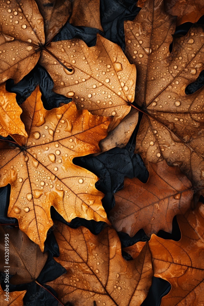 Fall Season Concept, Photo-Realistic Fallen Leaves Created with Generative AI Fall Season Concept, Photo-Realistic Fallen Leaves Created with Generative AI