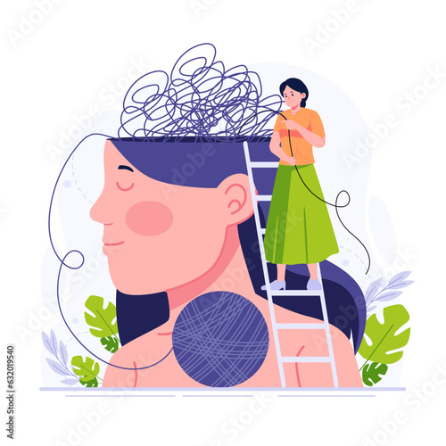 A woman with a muddled mind illustration