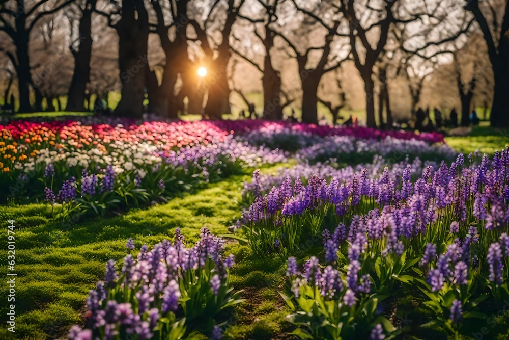 lavender field in spring in park generated by AI tool lavender field in spring in park generated by AI tool