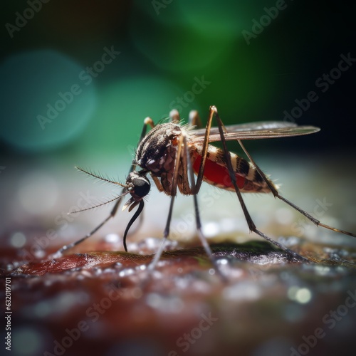 Close up of mosquito on skin, concept malaria © Christian