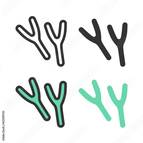 Bacteria, microbe, virus outline vector icon set
