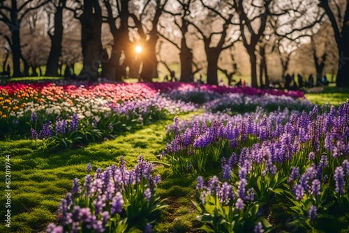 Wallpaper Mural lavender field in spring in park generated by AI tool Torontodigital.ca