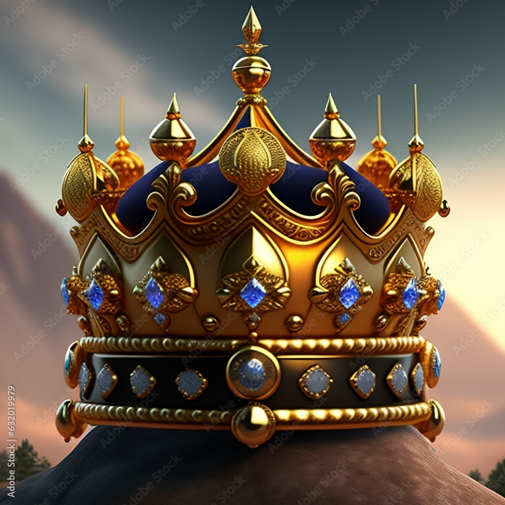 Fototapeta premium golden crown on a red background