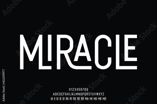 Creative sans serif alphabet ligature display font vector. Modern typography style illustration