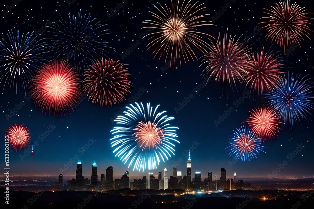 fireworks over the city  
Created using generative AI tools