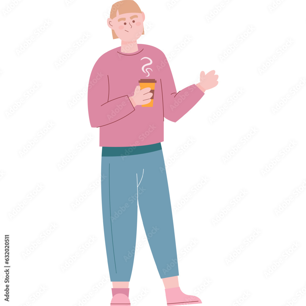 Office worker drinking coffee vector icon isolated Office worker drinking coffee vector icon isolated